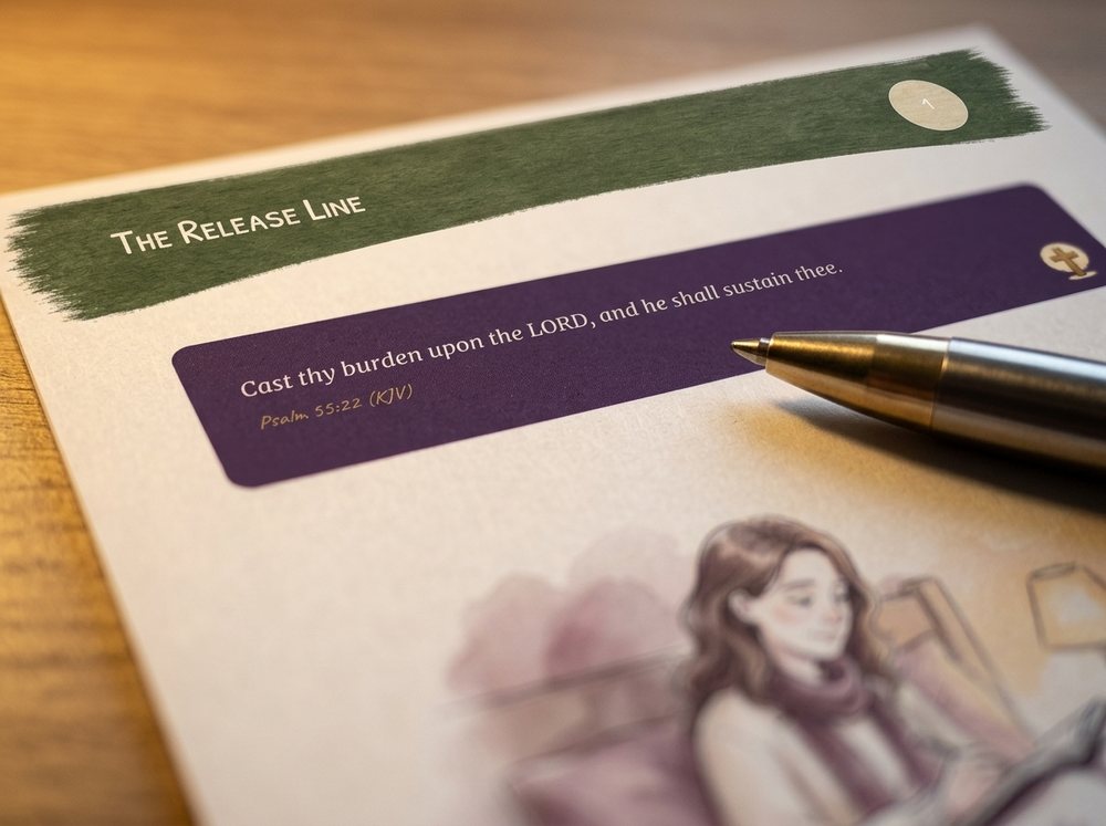A printed page of the guide, close up: the practice title and the verse beneath it