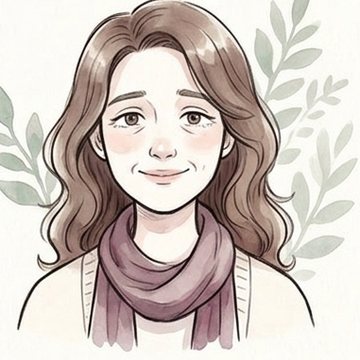 An illustrated portrait of Hannah, who writes for Anchored