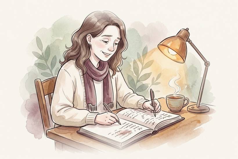 An open notebook filled with unhurried handwriting