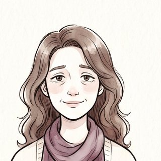 An illustrated portrait of Hannah, who writes the Anchored books