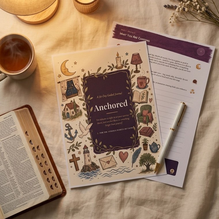 The 30-Day Edition printed at home: the cover sheet and an evening page beneath it, with a pen across them